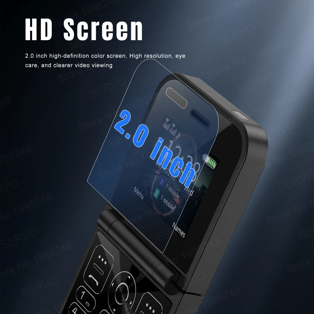 SERVO F15 Mini 2G Flip Phone - 2.0-Inch, Dual SIM, Magic Voice, Type-C