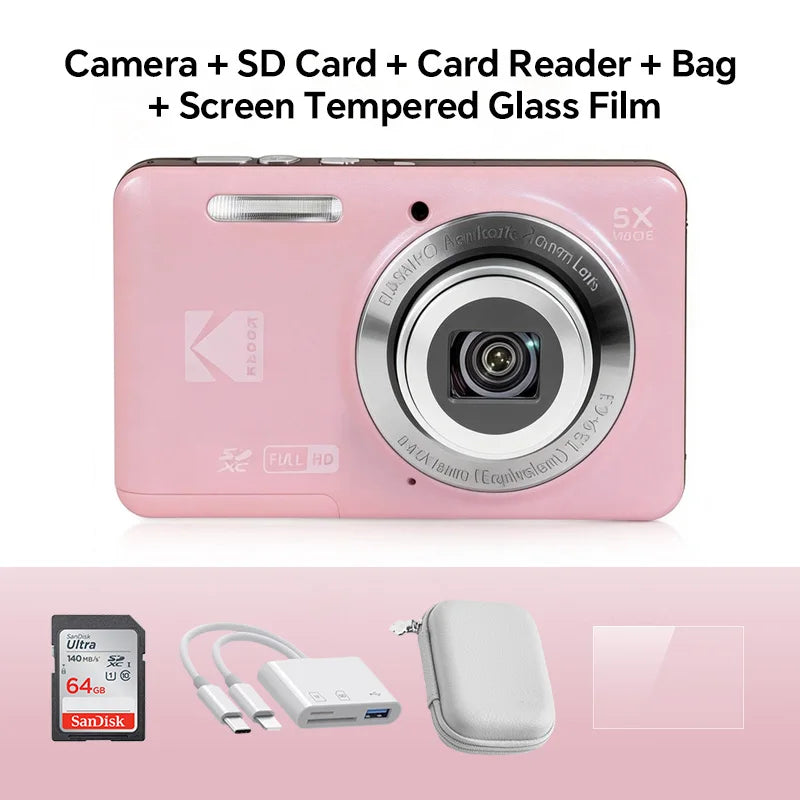 Kodak PIXPRO FZ55 16MP Compact Camera - 5X Zoom, 1080P & 32GB SD Kit