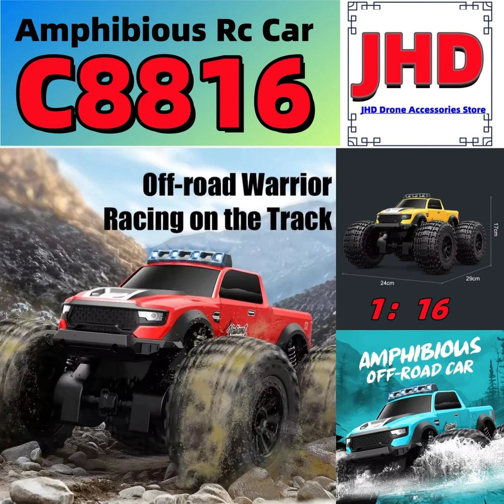 JJRC C8816 Amphibious 4WD RC Monster Truck - LED Off-Road Climber