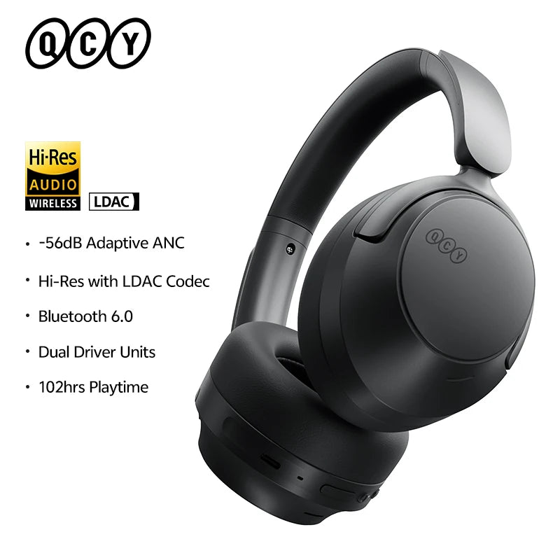 QCY H3S -56dB ANC Over-Ear Headphones - LDAC, BT 6.0, 102H, Dual Driver
