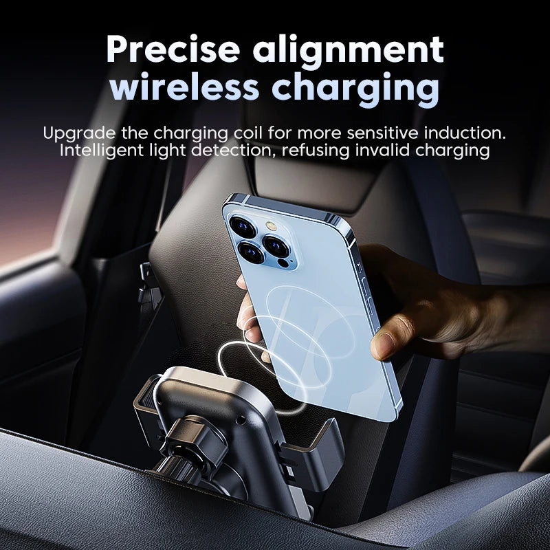 15W Wireless Car Charger Mount - Intelligent Sensing, Air Vent, Universal