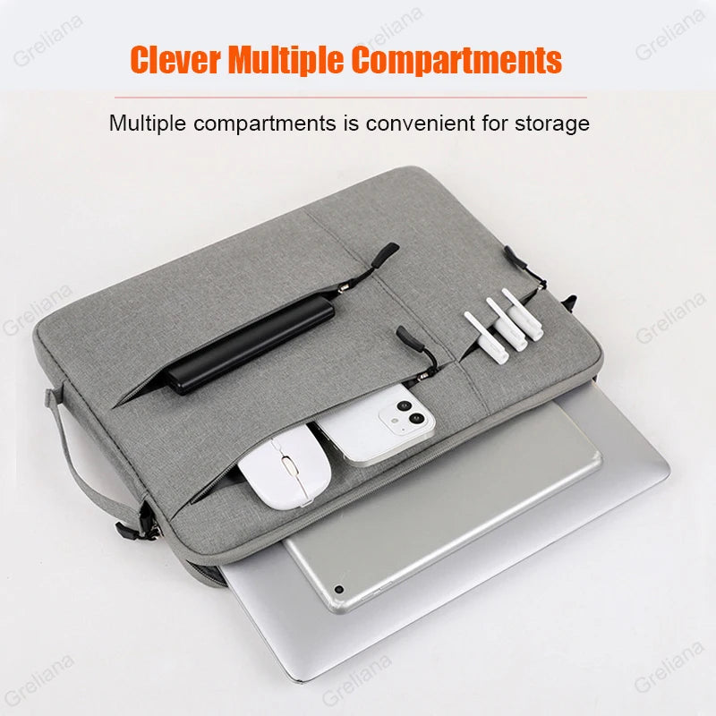 Greliana Waterproof Laptop Briefcase 13.3-15.6 Inch - MacBook & Multi-Brand