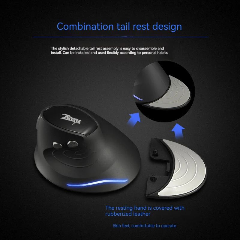 Zelotes F-17 Vertical 2.4G Wireless Gaming Mouse - 2400 DPI, 6 Buttons
