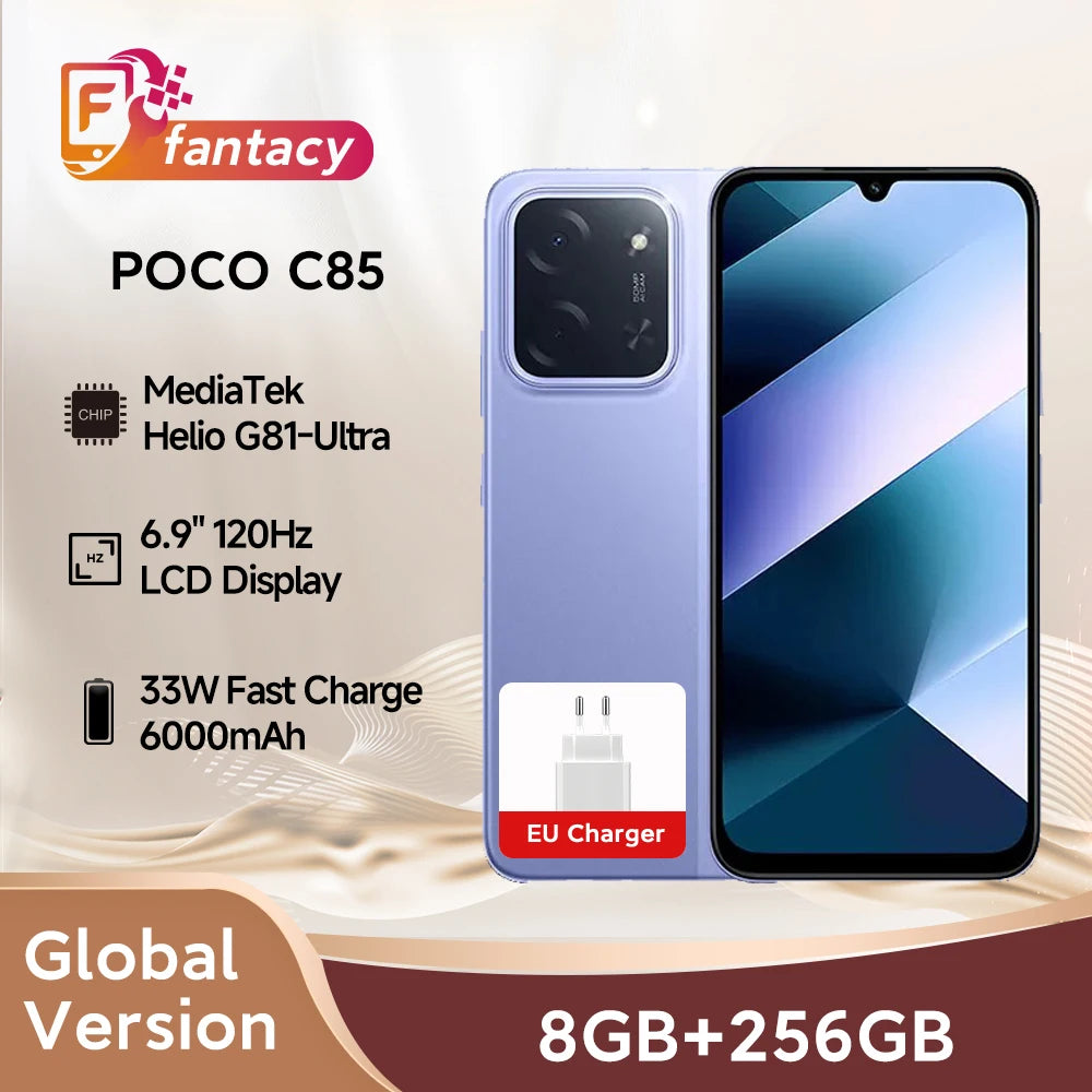 POCO C85 Global - Helio G81-Ultra, 6.9" 120Hz, 6000mAh, 33W, 50MP & NFC