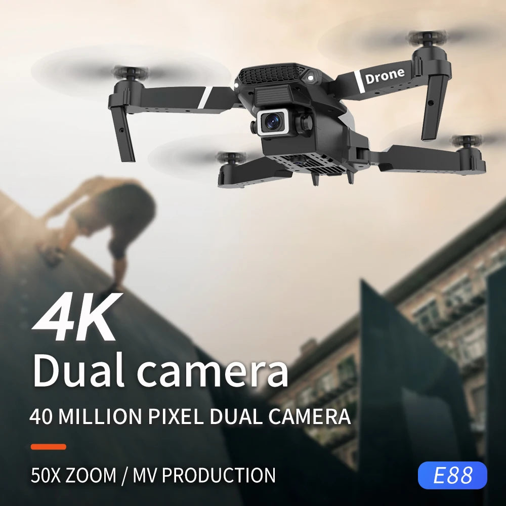 E88 Pro 4K Foldable FPV Drone - WiFi, Altitude Hold, EIS, Wide-Angle