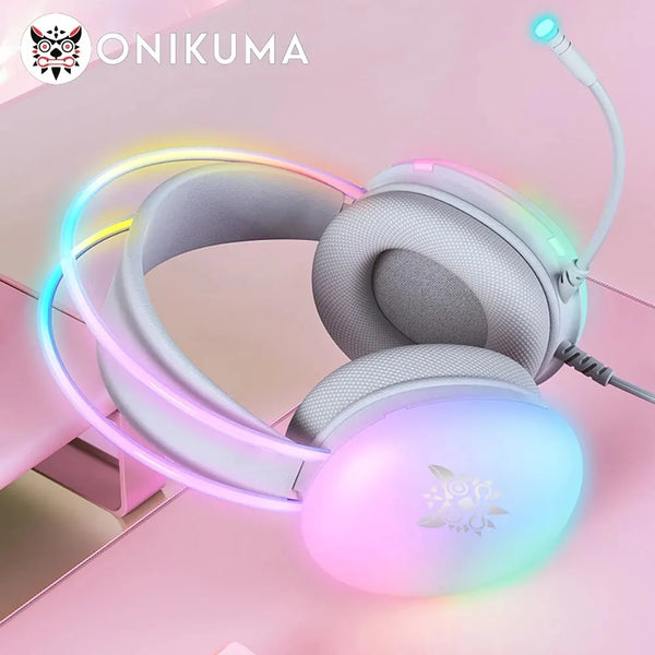 ONIKUMA RGB Gaming Headset - Dynamic Illumination, Noise-Cancelling Mic
