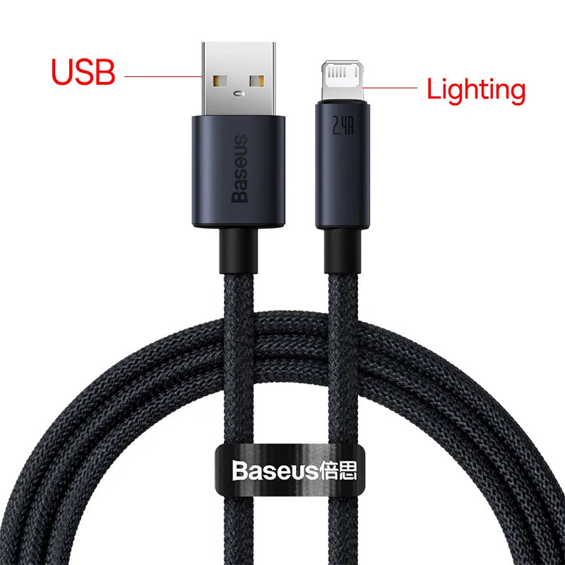 Baseus Type-C to Lightning Braided Cable - 3A Fast Charge, CE/FCC/RoHS