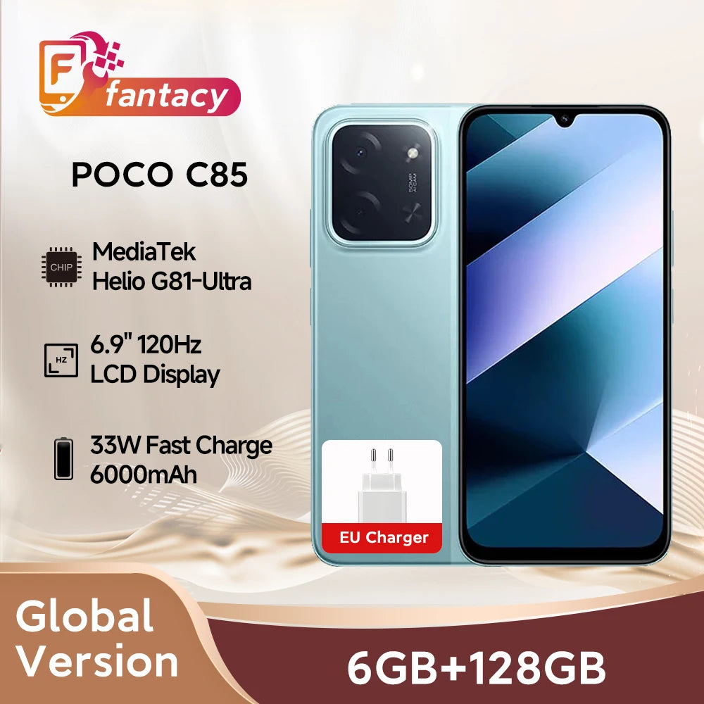 POCO C85 Global - Helio G81-Ultra, 6.9" 120Hz, 6000mAh, 33W, 50MP & NFC