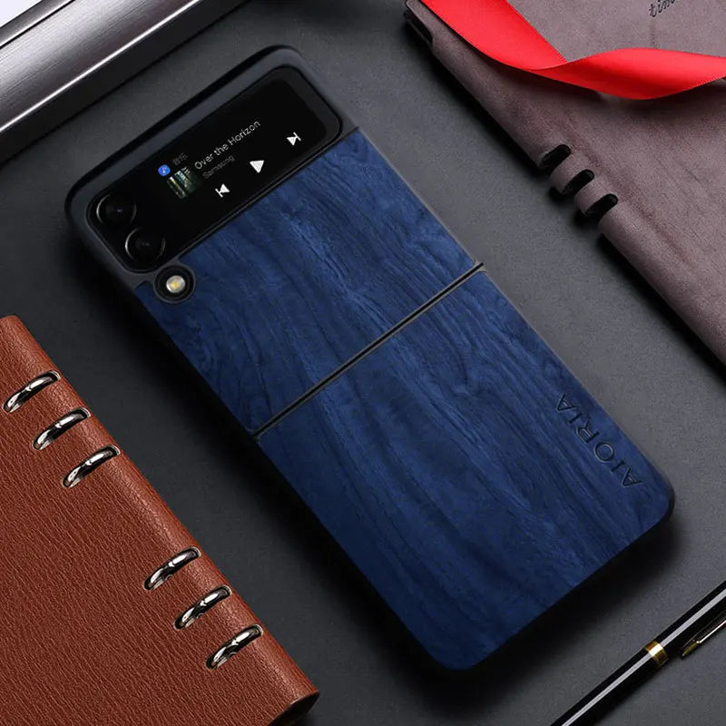Bamboo Wood PU Leather Case for Samsung Galaxy Z Flip 3/4/5 5G