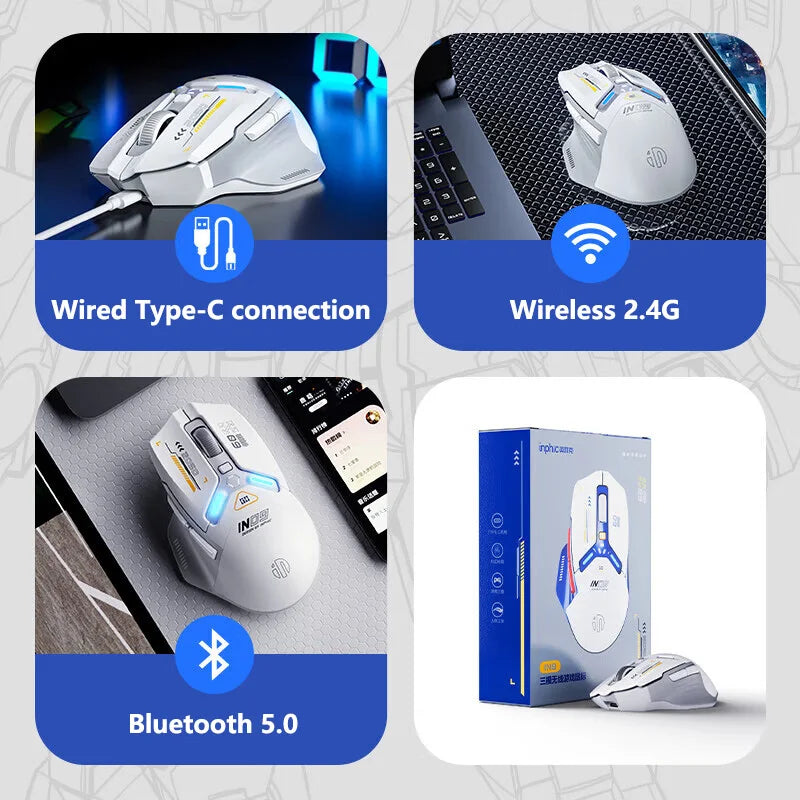 Inphic IN9 PAW3311 Wireless Gaming Mouse - 12000 DPI, Bluetooth & RGB