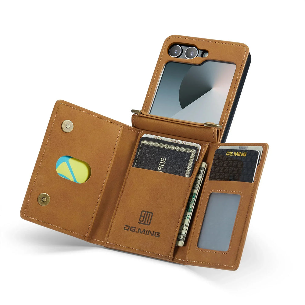 HQBBRO Crossbody Leather Wallet Case - Samsung Galaxy Z Flip 3-7 FE 5G