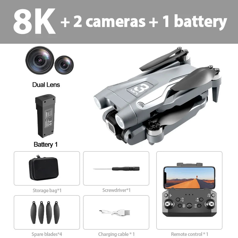 Lenovo Z908 Pro Max 8K GPS Drone - Optical Flow, 3-Side Obstacle Avoidance