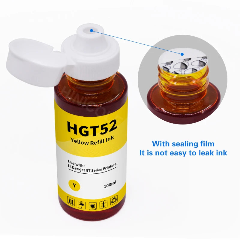 HINICOLE GT51 GT52 Dye Ink Refill Kit - 100ml Compatible Bottles for HP