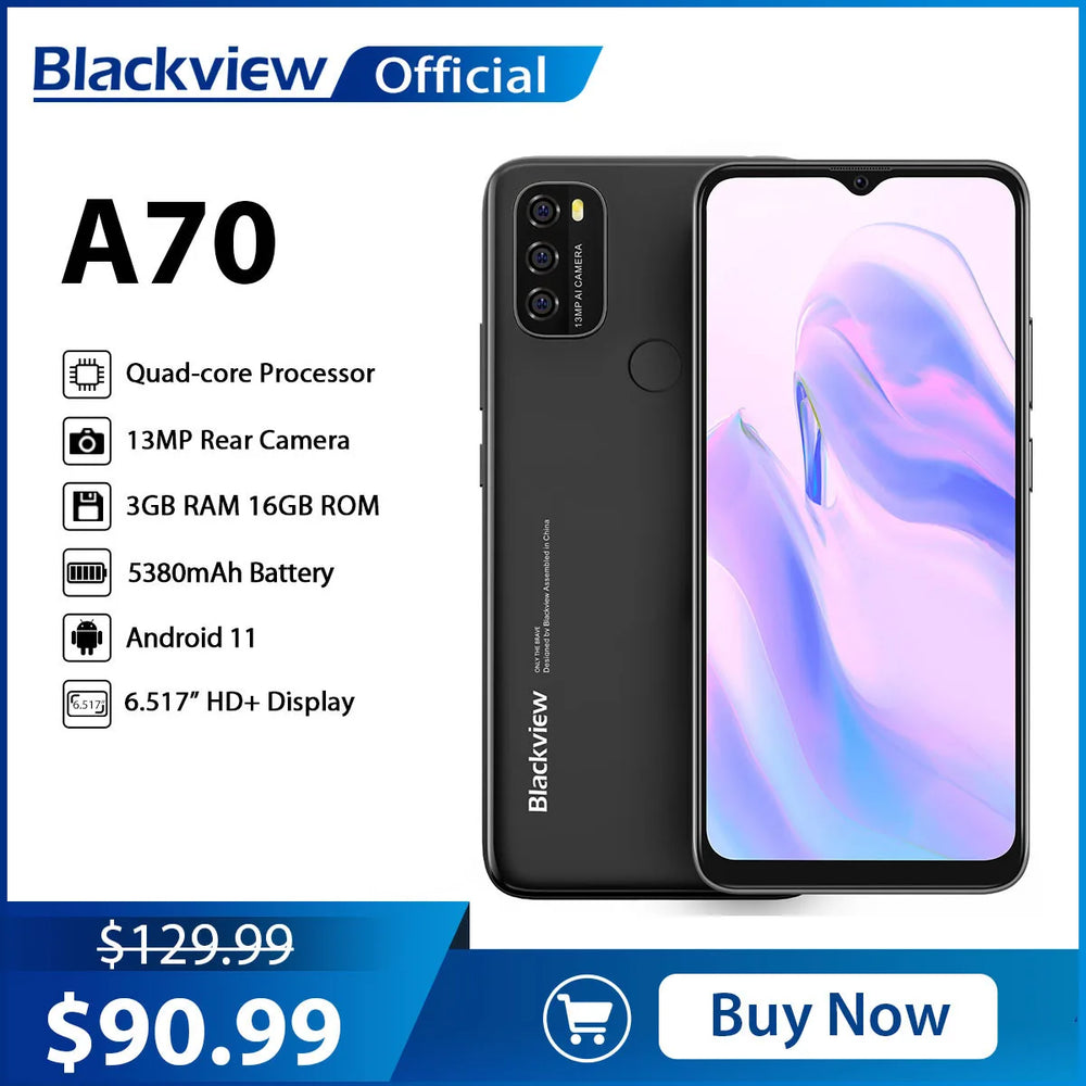 Blackview A70 4G Android 11 - 3GB/32GB, 5380mAh, 13MP, 6.52-Inch