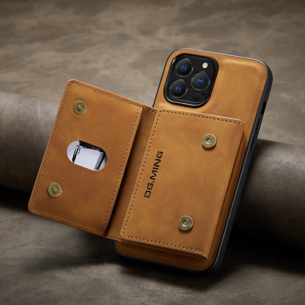 HQBBRO 2-in-1 Magnetic Leather Wallet Case - iPhone 11-17 Pro Max, Card Holder