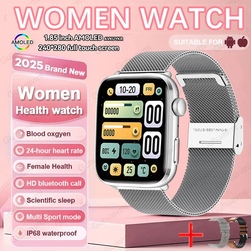 2025 AI Diagnosis Smartwatch - HRV+PPG, IP68, NFC, 100+ Sports & HD BT Call