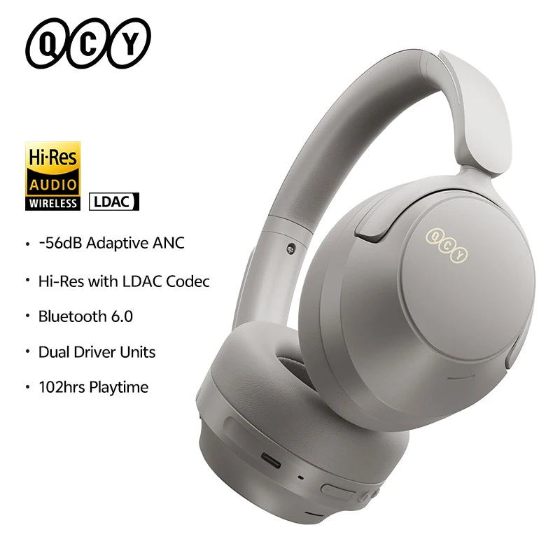 QCY H3S -56dB ANC Over-Ear Headphones - LDAC, BT 6.0, 102H, Dual Driver