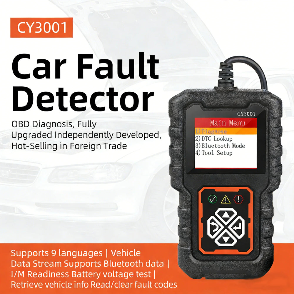 CY3001 OBD2 Scanner Diagnostic Tool - Engine Fault Code Reader & Voltage Test
