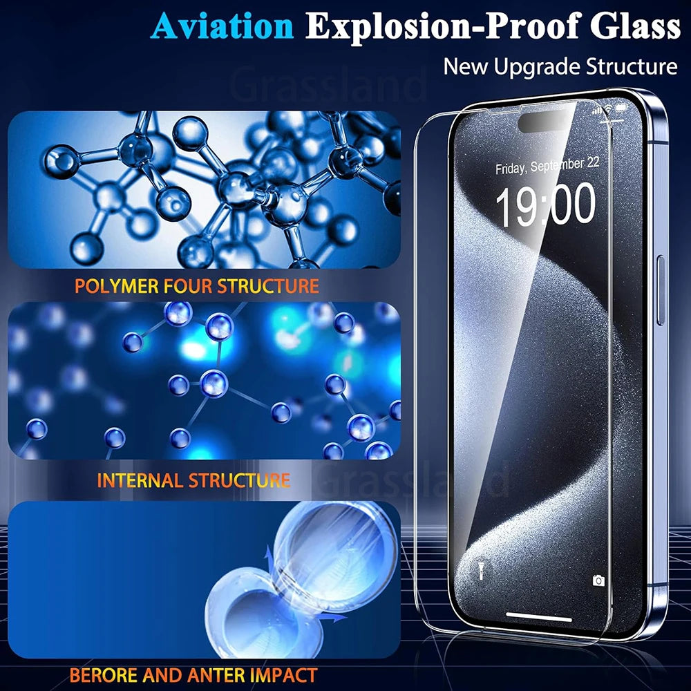 YXY 4-Pack Tempered Glass iPhone Screen Protector - 7 to 16 Pro Max