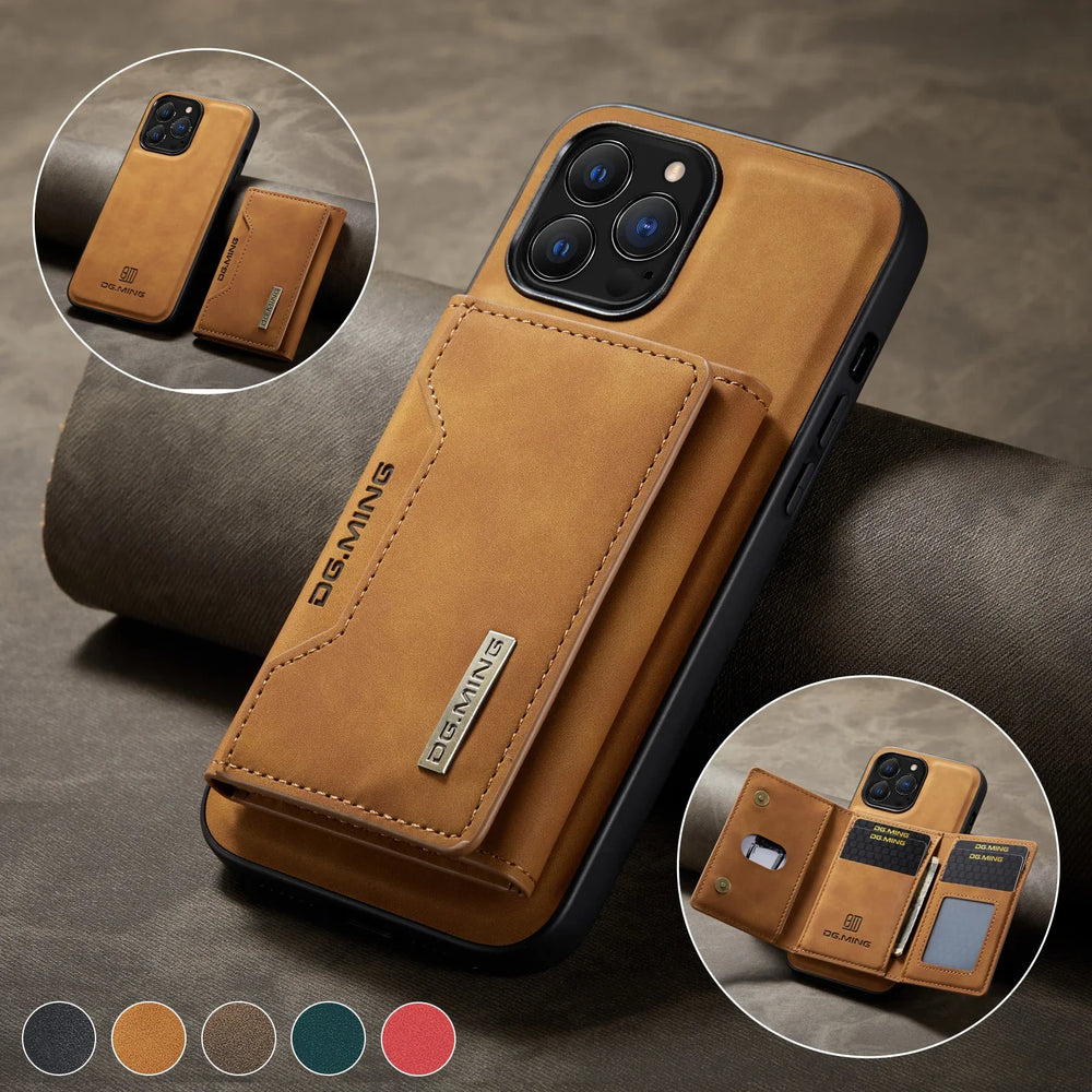 HQBBRO 2-in-1 Magnetic Leather Wallet Case - iPhone 11-17 Pro Max, Card Holder