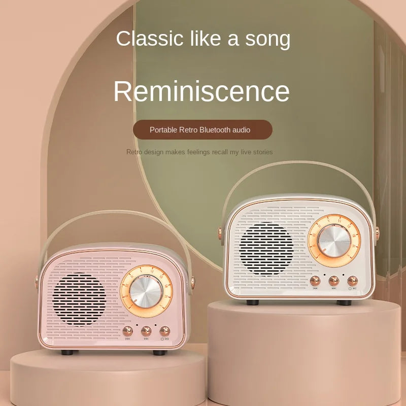 DW21 Retro Mini Bluetooth Speaker - Portable Music Player with FM