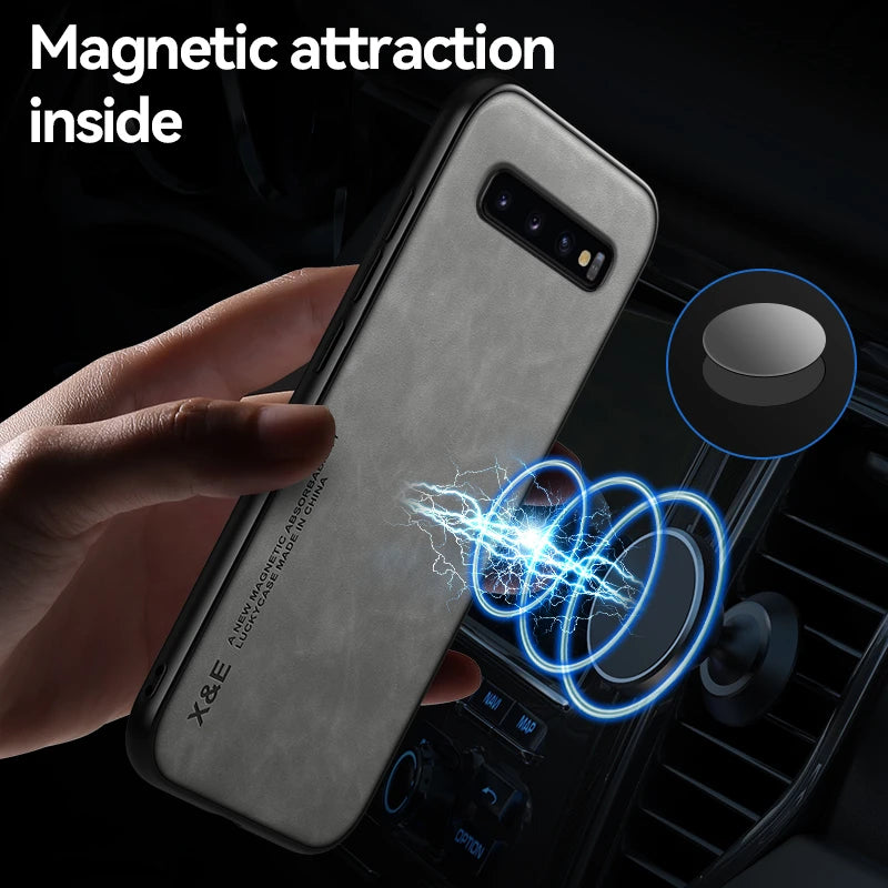 Peaktop Magnetic Leather Car Holder Case - Samsung S8-S10+, Note 8-10