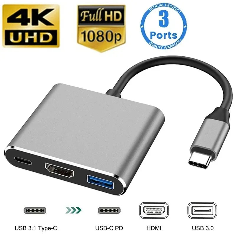 3-in-1 USB-C Hub - HDMI + USB 3.0 Docking Station for MacBook Air