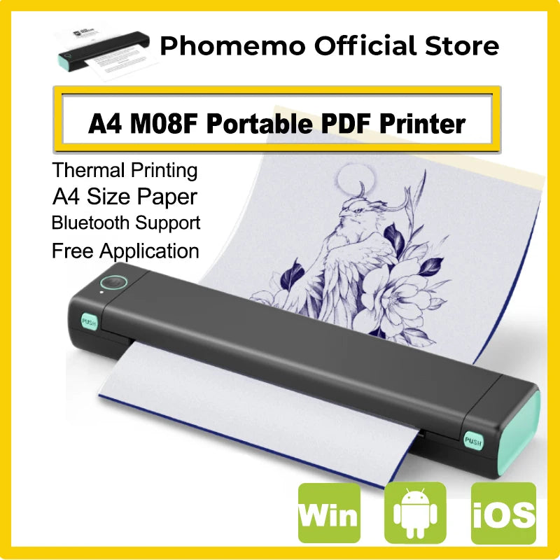 Phomemo M08F Wireless A4 Thermal Printer - Bluetooth Shipping Printer