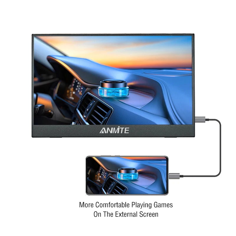 Anmite 14-Inch IPS Touch Portable Monitor - USB-C, 60Hz, Xbox/PS4/Switch