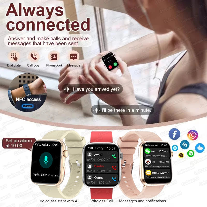 2025 AI Diagnosis Smartwatch - HRV+PPG, IP68, NFC, 100+ Sports & HD BT Call