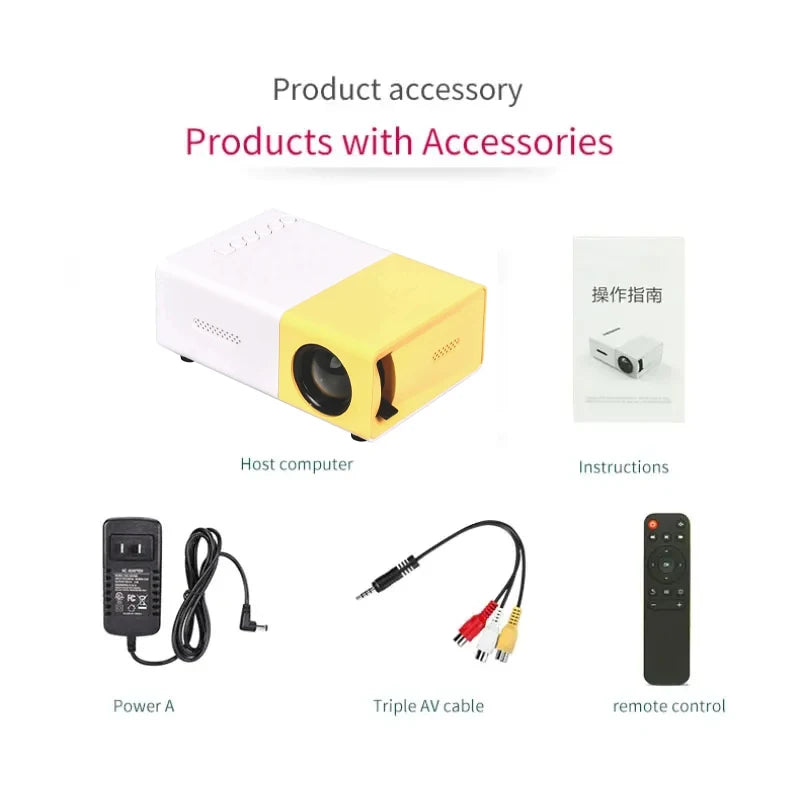 YG300 Mini LED Projector - 1080P Supported Portable Home Cinema