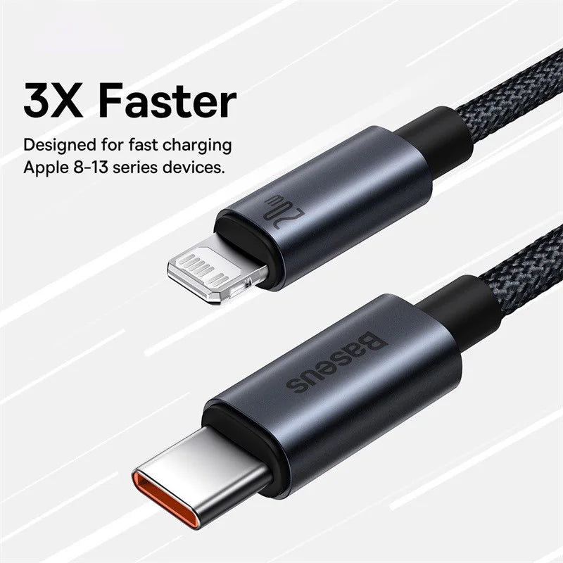 Baseus Type-C to Lightning Braided Cable - 3A Fast Charge, CE/FCC/RoHS