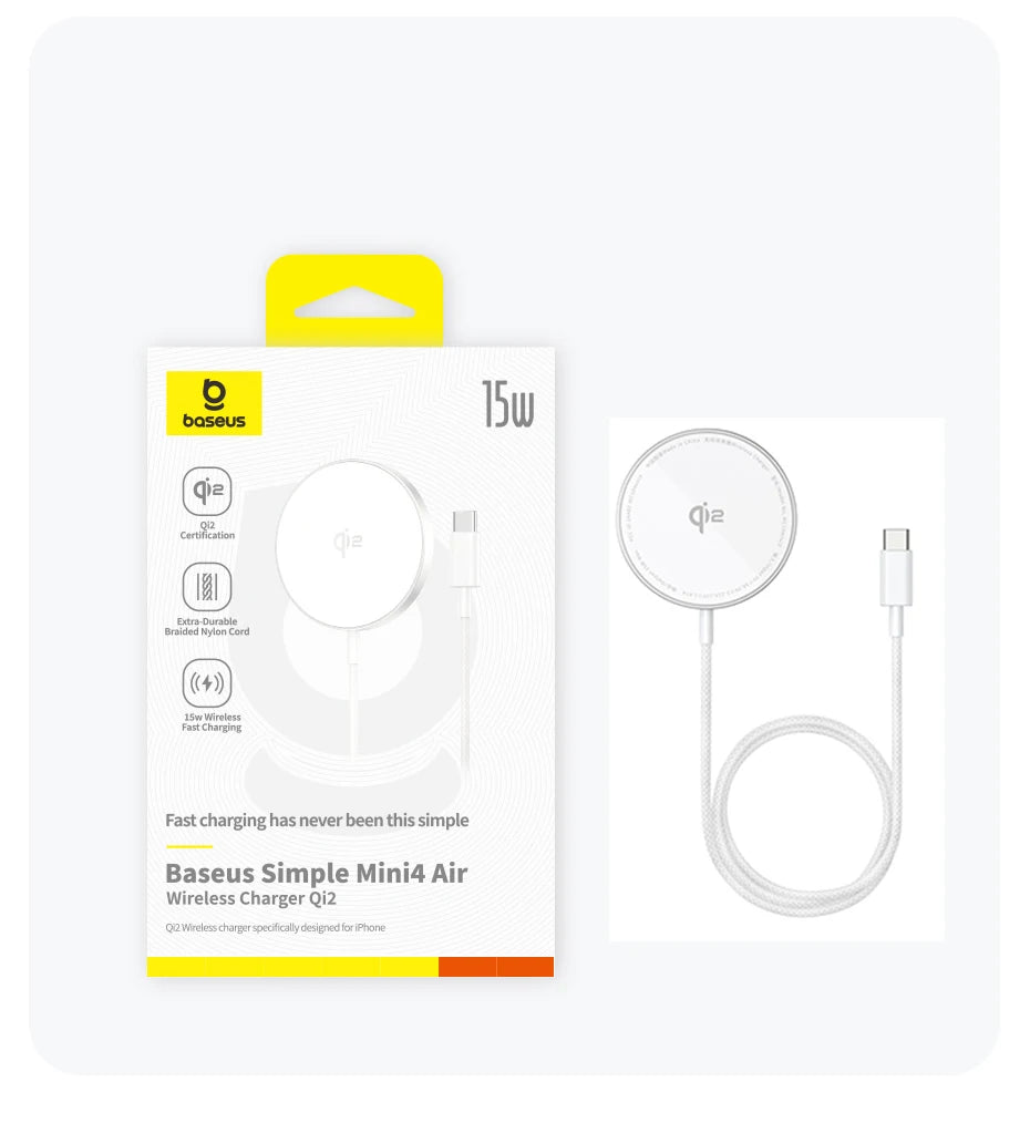 Baseus 15W Qi2 Magnetic Wireless Charger - iPhone 13-17 Pro Max & AirPods