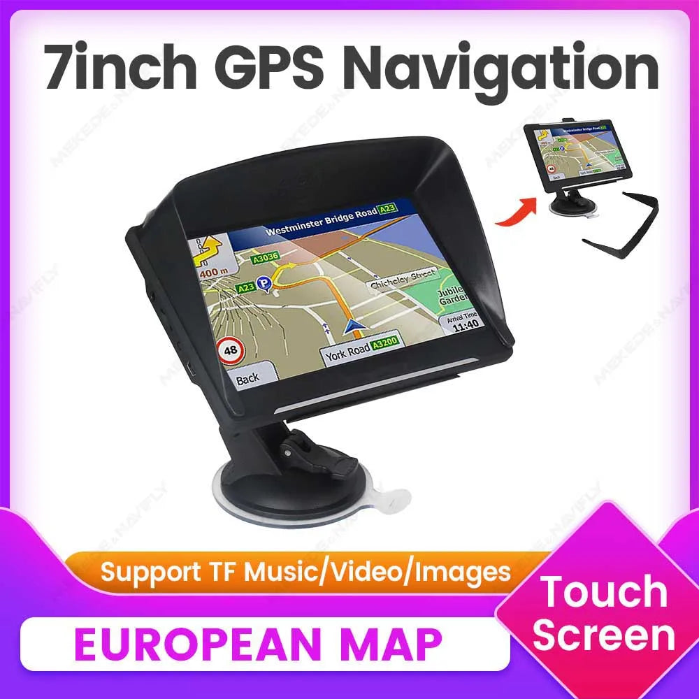 NAVIFANS 7-Inch Europe GPS Car Navigator - Sunshade, TF/Music/FM/Video