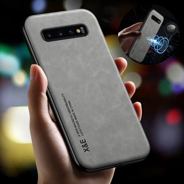 Peaktop Magnetic Leather Car Holder Case - Samsung S8-S10+, Note 8-10