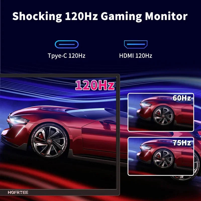HGFRTEE 18.5-Inch 120Hz Portable Monitor - 100% RGB, ADS-IPS, HDR10