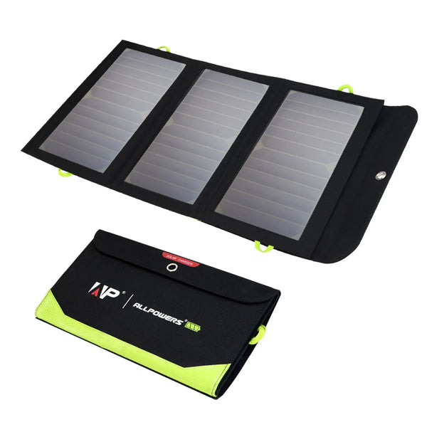 ALLPOWERS 21W Solar Charger - 10000mAh Built-In, Foldable 3-Panel Waterproof