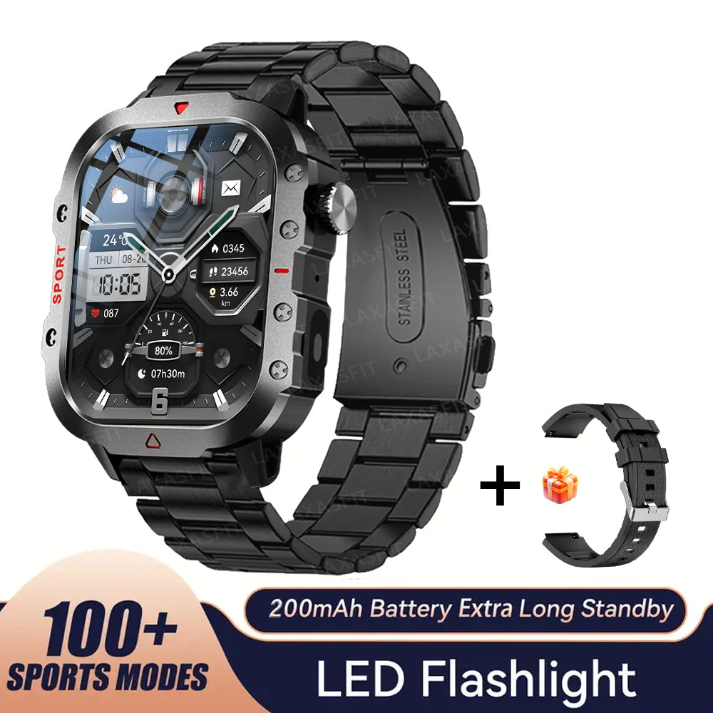 KESHUYOU 2.01-Inch Outdoor Smart Watch - LED Flashlight & Bluetooth Talk