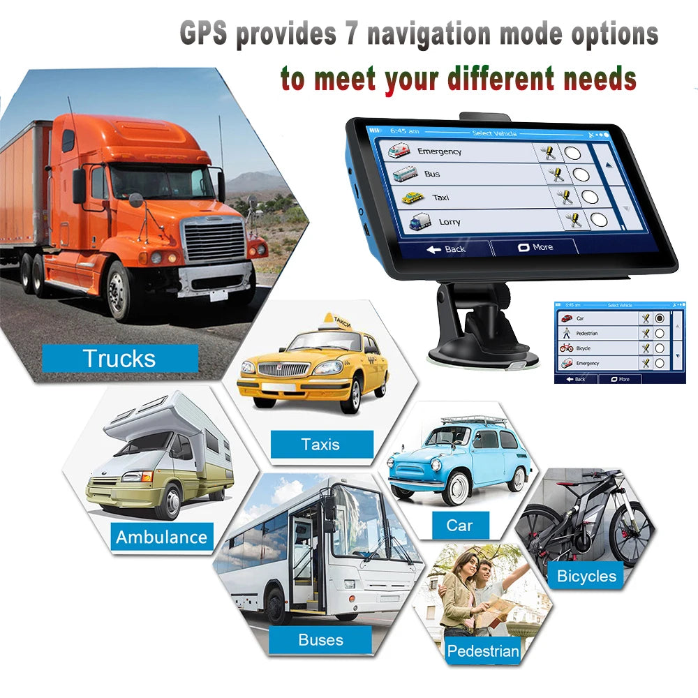 WEEKJOOY 7-Inch GPS Navigator - Europe/North America Maps, 8GB, FM Music