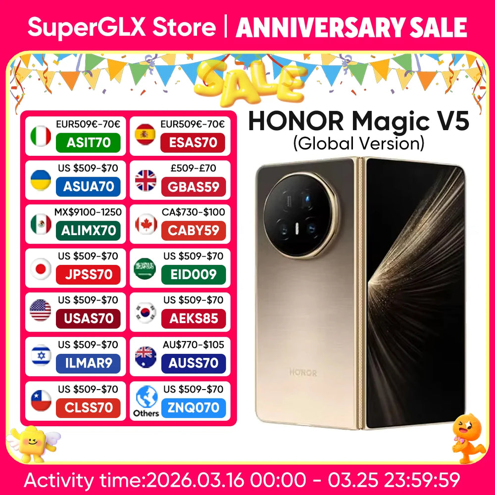 HONOR Magic V5 Global 5G Foldable - Snapdragon 8 Elite, 7.95" LTPO OLED