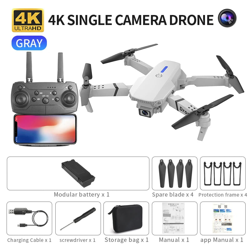E88 Pro 4K Foldable FPV Drone - WiFi, Altitude Hold, EIS, Wide-Angle