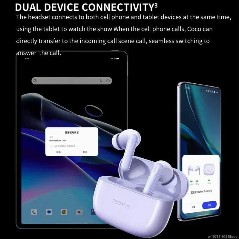 realme Buds T310 ANC Earphones - 46dB, Bluetooth 5.4, 12.4mm, 480mAh
