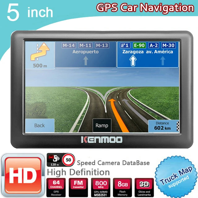 KKENMOO 5-Inch GPS Navigator 2026 - Europe/Russia Maps, FM Transmitter, CE
