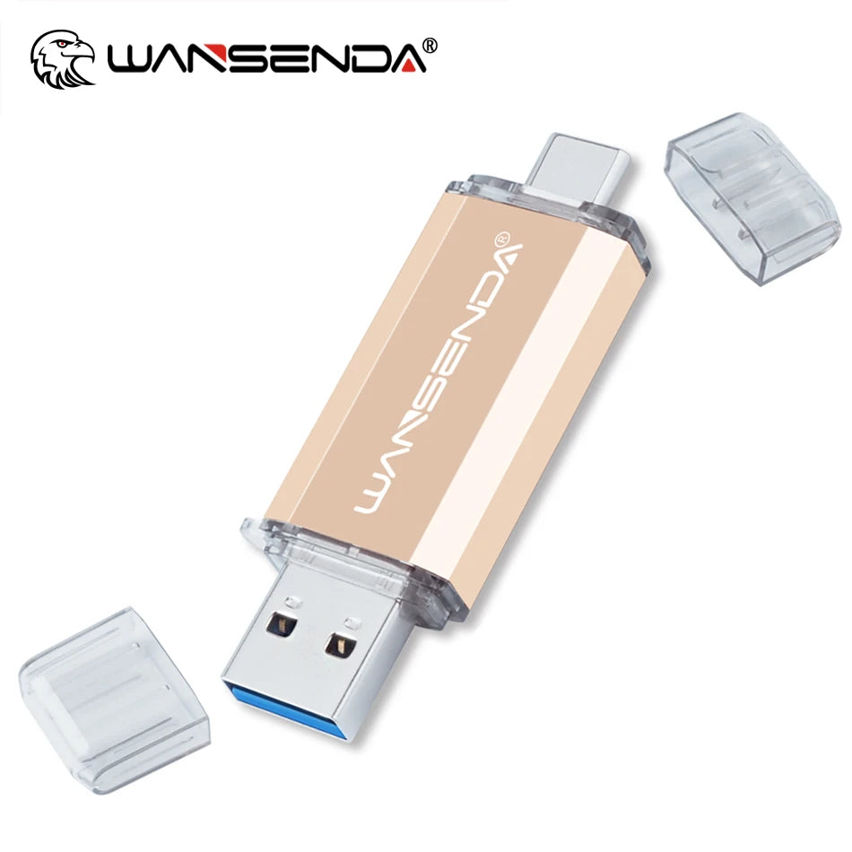 WANSENDA OTG Type-C USB 3.0 Flash Drive - 16GB to 512GB, 6 Colours