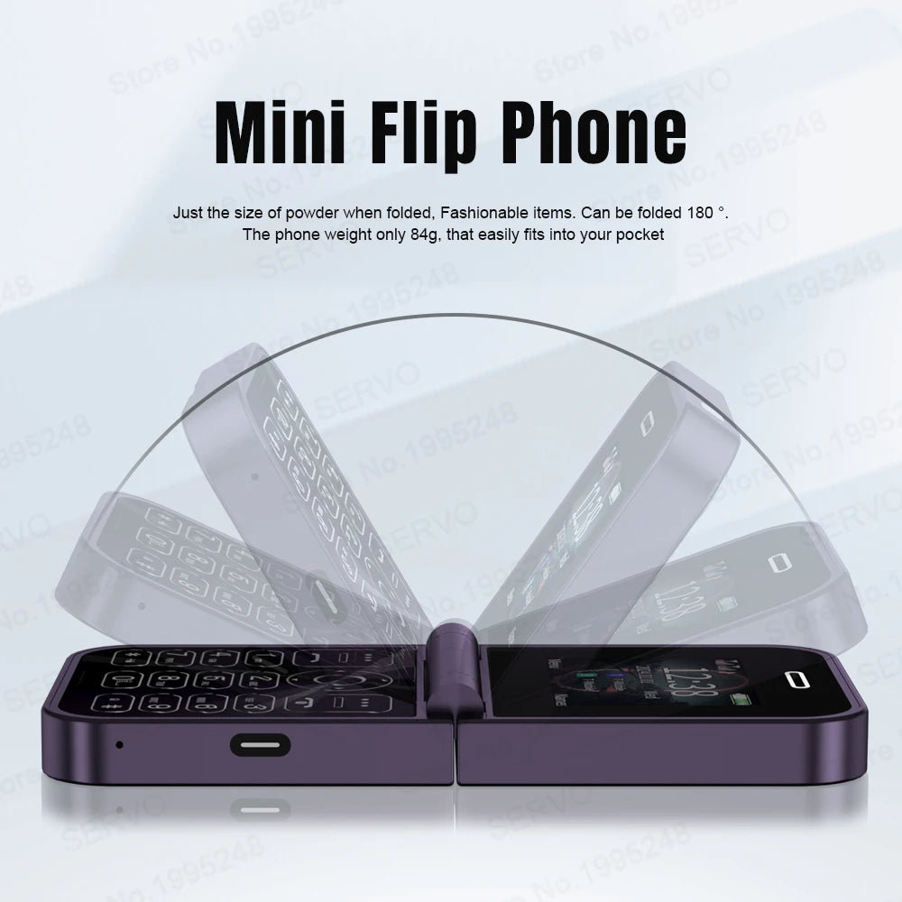 SERVO F15 Mini 2G Flip Phone - 2.0-Inch, Dual SIM, Magic Voice, Type-C