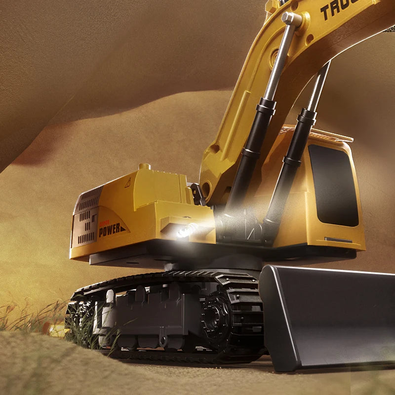 Alloy RC Excavator Toy - Lights, Sound and Multi-Channel Control