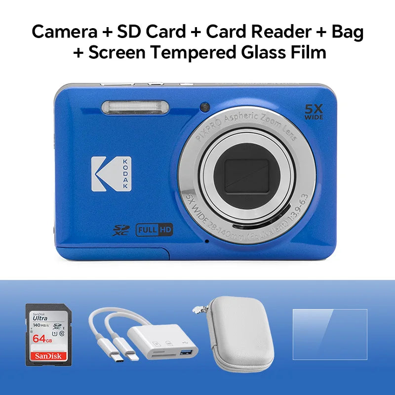 Kodak PIXPRO FZ55 16MP Compact Camera - 5X Zoom, 1080P & 32GB SD Kit