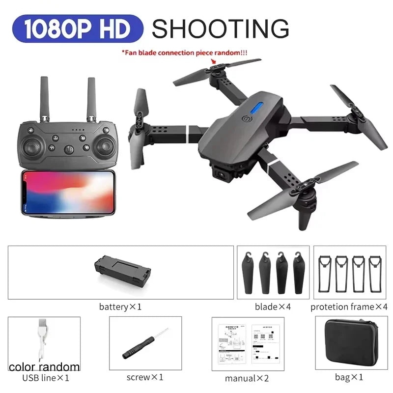 KBDFA E88 4K Foldable RC Drone 2025 - 1800mAh, Wide Angle & App Control