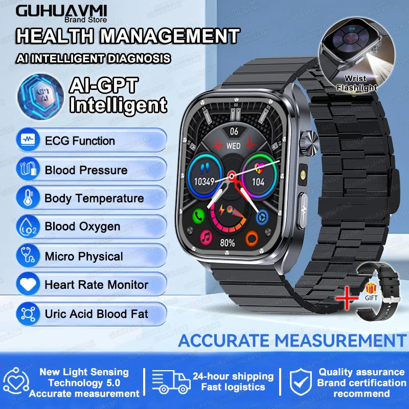 2025 ECG Smart Watch - Blood Lipid, Blood Pressure, BT Call & AI Diagnosis
