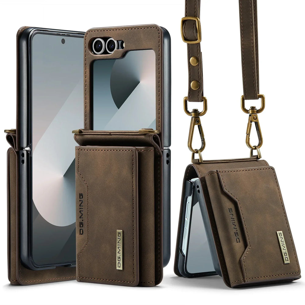 HQBBRO Crossbody Leather Wallet Case - Samsung Galaxy Z Flip 3-7 FE 5G